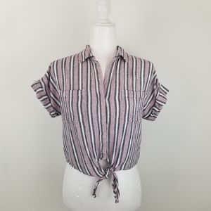 Anthropologie Cloth & Stone Tie Front Top